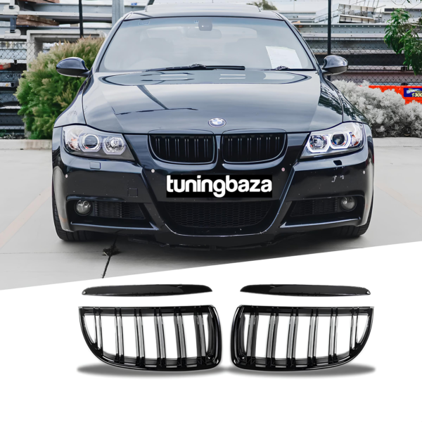 Atrapa Nerki Grill BMW 3 E90 E91 (2005-2008) PRE-LCI M3 Style Czarny Połysk