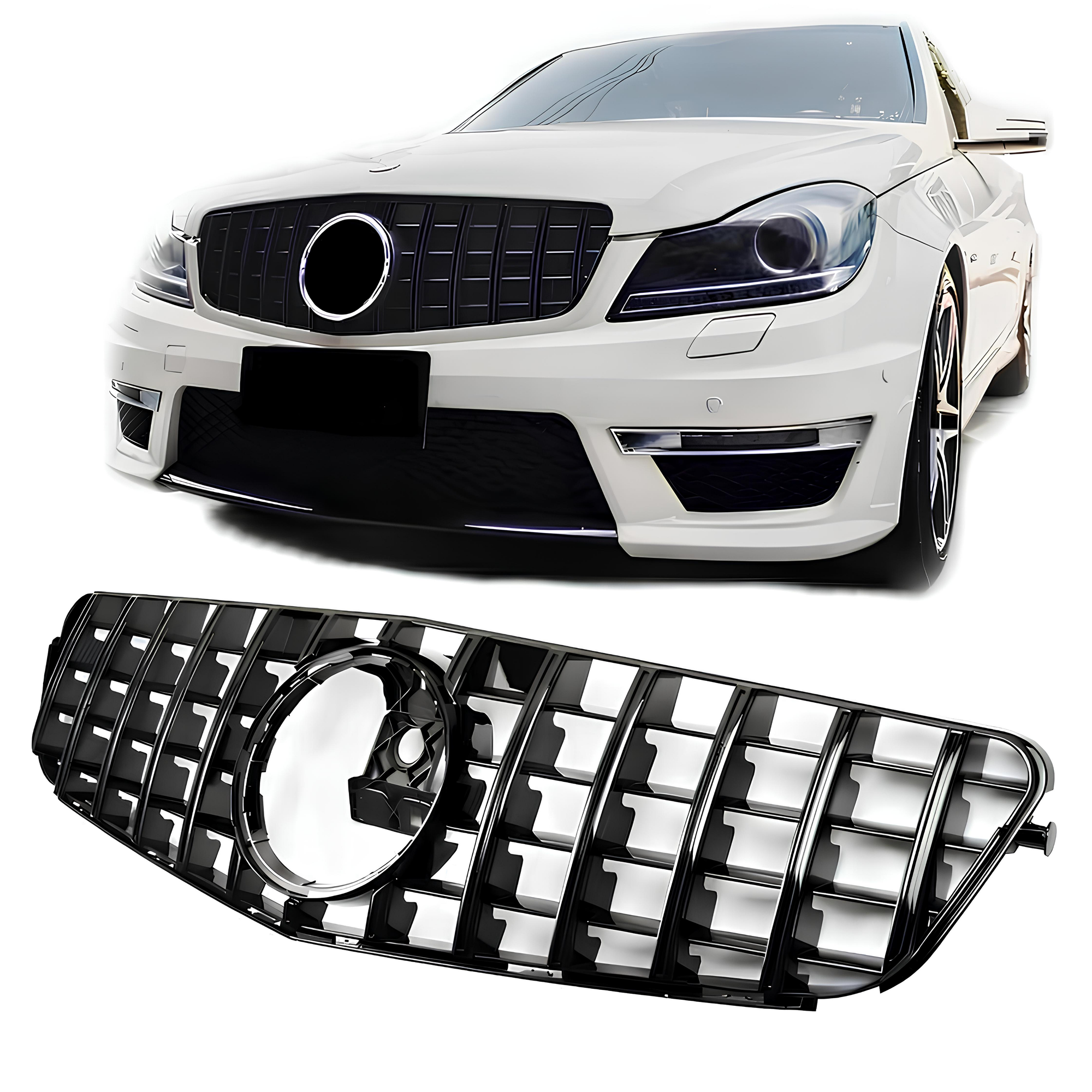 Atrapa Grill Mercedes C-Klasy W204 AMG GT Style Czarny Połysk (2007-2014) - obrazek 1