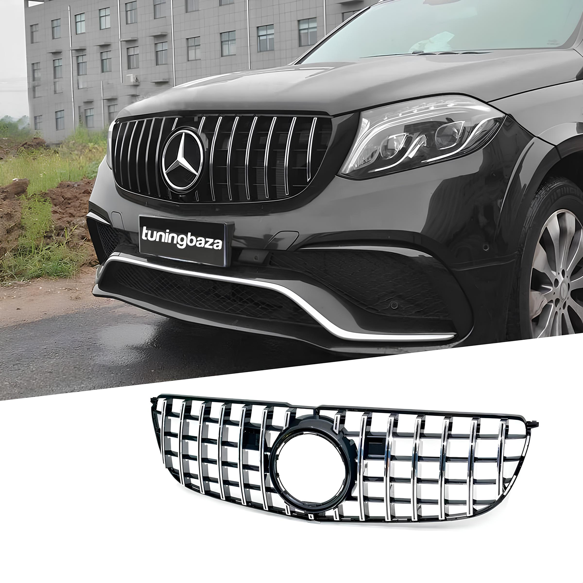 Grill Mercedes GLS X166 GT Style Czarny + Chrom 16-19 - obrazek 1
