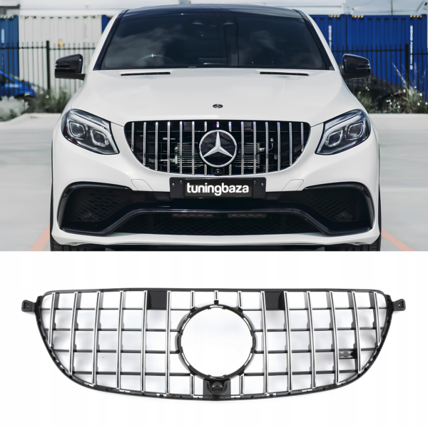 Atrapa Grill Mercedes GLE63 W166 GT Style Czarny + Chrom (2015-2018)