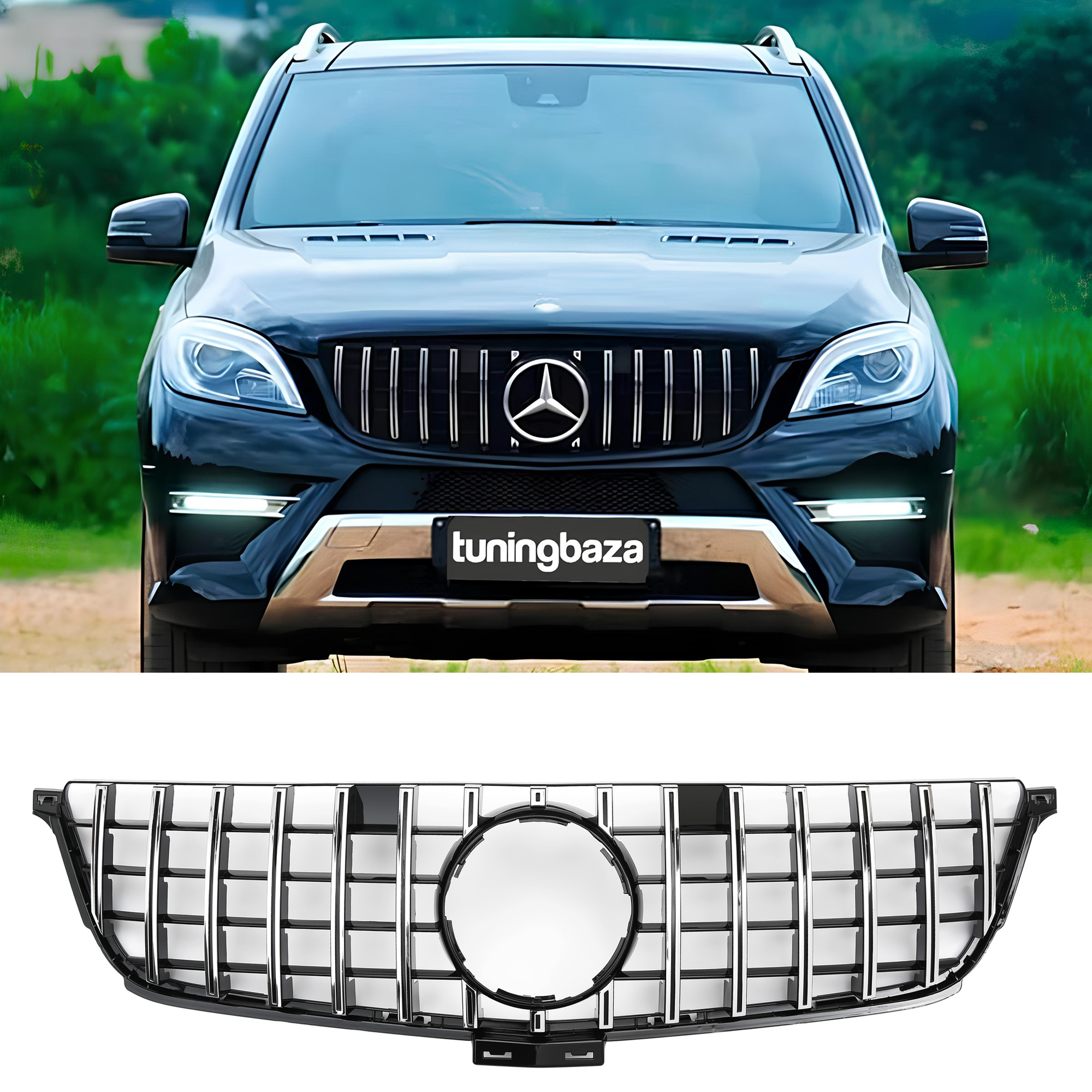 Atrapa Grill Mercedes ML W166 GT Style Czarny + Chrom (2011-2015) - obrazek 1