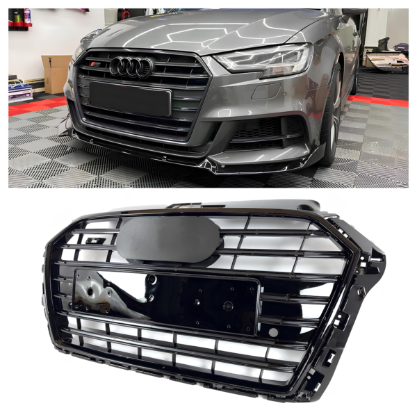 Atrapa Grill Audi A3 8V LCI S3 Style Czarny Połysk (2016-2020) PO LIFT