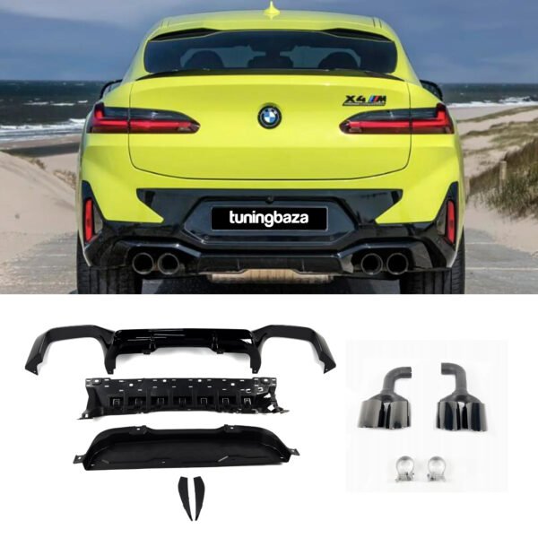 Dyfuzor Tylny BMW X4 G02 LCI / X4M F98  MP Style Czarny Połysk + Końcówki (2021+) 00-00