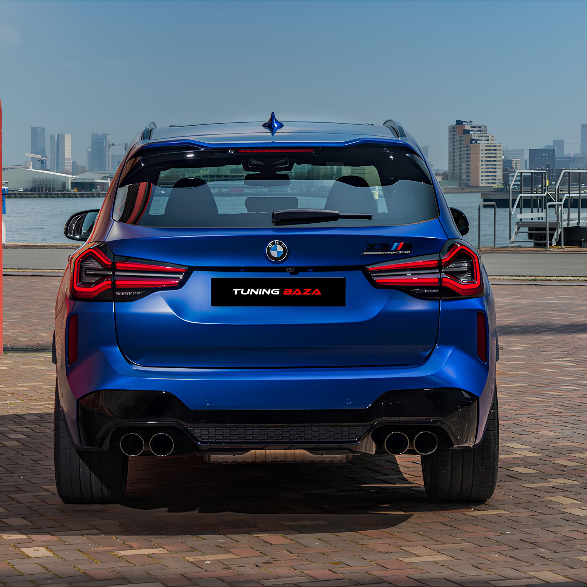 Dyfuzor Tylny BMW G01 LCI X3M Style Czarny Połysk + Końcówki wydechowe (2021+) 00--00 - obrazek 4