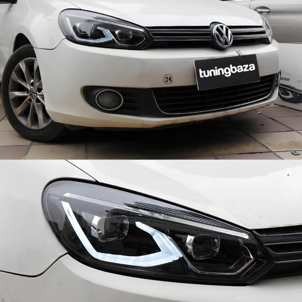 LAMPY PRZEDNIE VW GOLF 6 08-12 CHROME LOOK GOLF 7,5 Pełny LED - obrazek 3