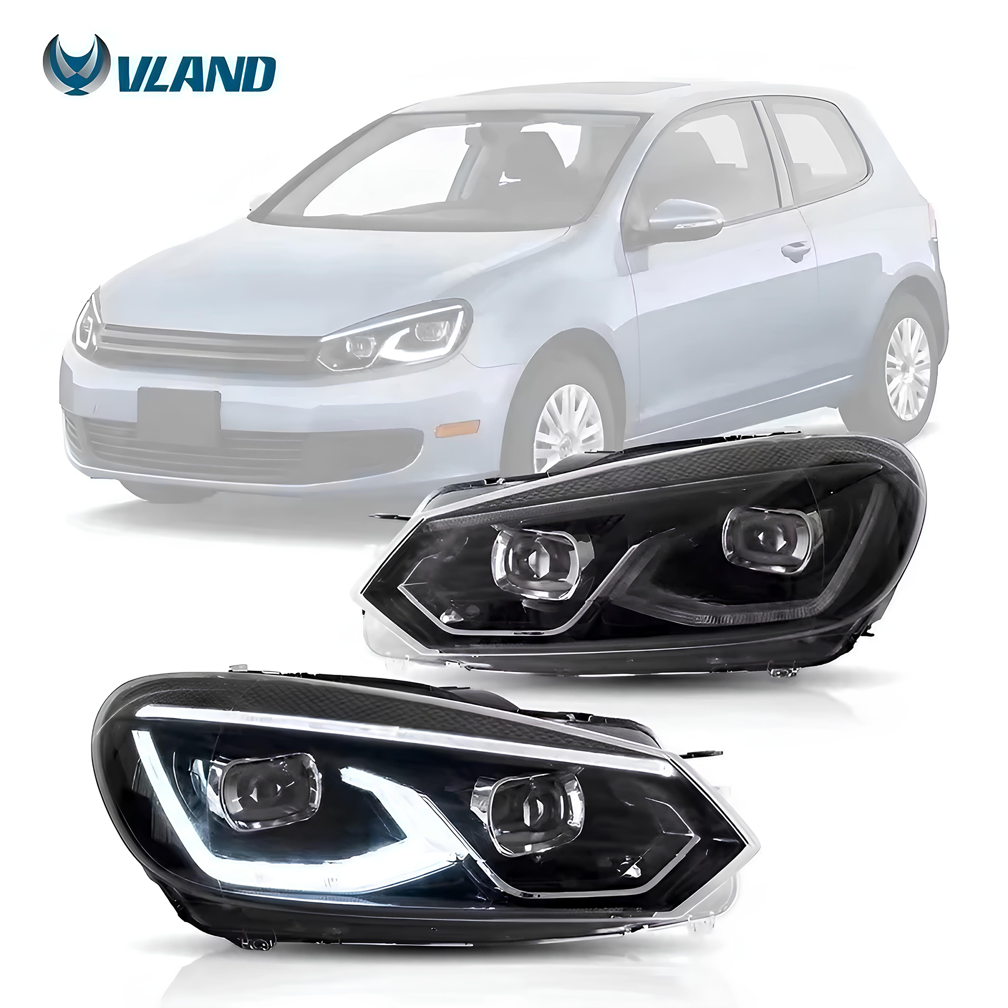 LAMPY PRZEDNIE VW GOLF 6 08-12 CHROME LOOK GOLF 7,5 Pełny LED - obrazek 1