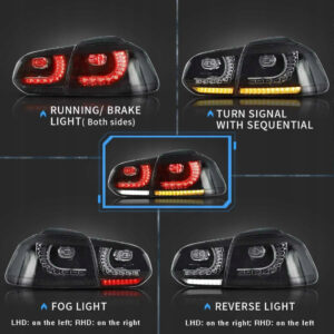 Lampy Tylne Tył Volkswagen VW Golf 6 MK6 5K1 08-13 Czerwone LED - obrazek 3