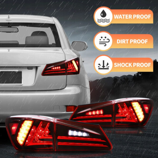 Lampy Tylne Tył Lexus IS250 IS350 ISF IS200d IS220d 2005-2013 Czarwone LED - obrazek 3