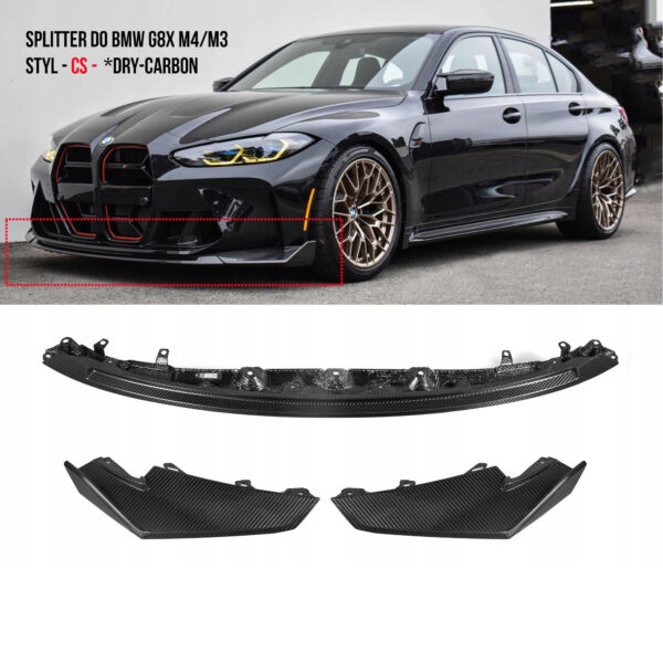 Dokładka Spoiler Splitter Pzód BMW M3 G80 M4 G82 – Styl CS Dry-Carbon