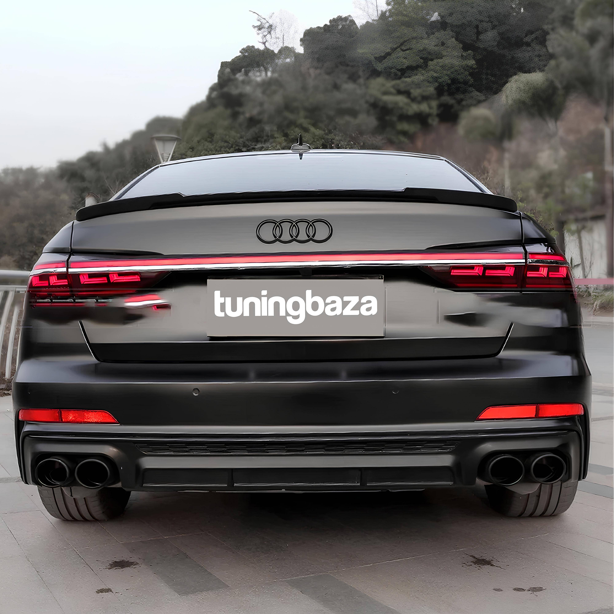 Dyfuzor Tylny z Końcówkami Wydechu Audi A6 C8 S6 Look do S-Line (2019+) Czarny Połysk 00--00 - obrazek 5