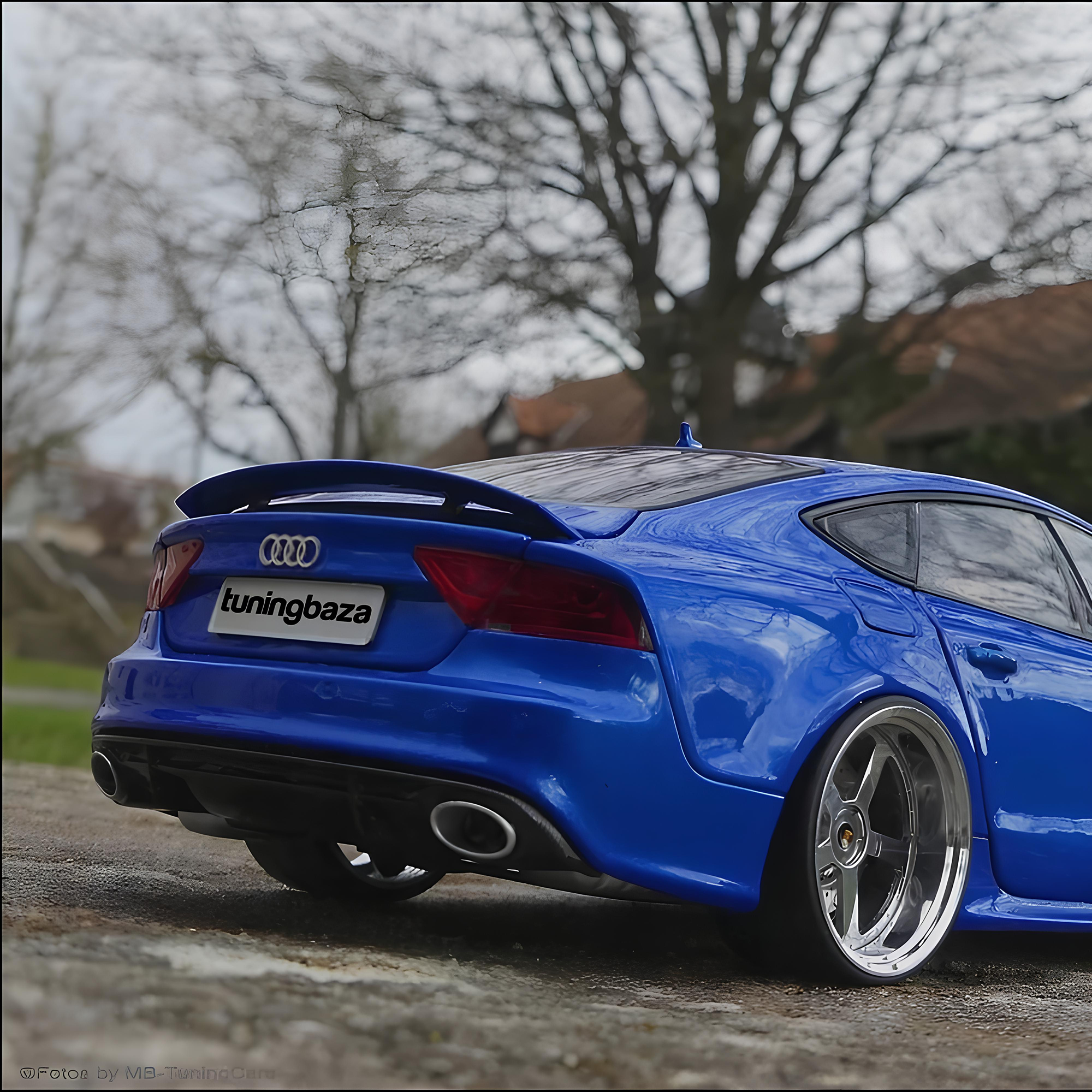 Dyfuzor Tylny z Końcówkami Wydechu Audi A7 RS7 Look do S-Line (2016–2018) Czarny Połysk 0--0 - obrazek 5