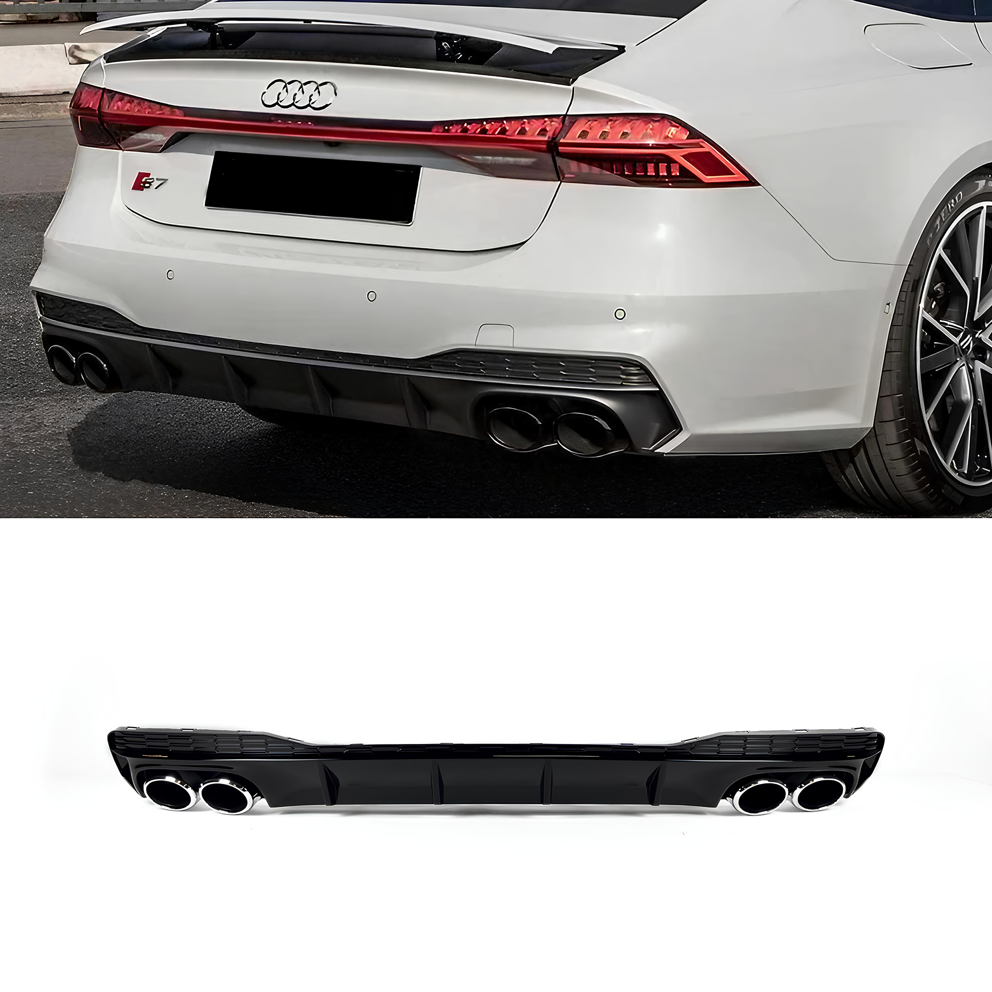 Dyfuzor Tylny Audi A7 C8 S7 Look z Plastikowymi Końcówkami Wydechu 2019+ - obrazek 1