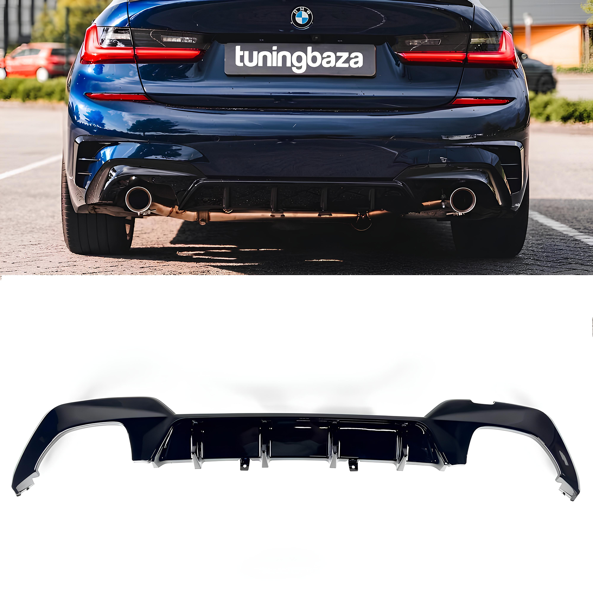 Dyfuzor Tylny BMW G20 PRE-LCI (2018-2020) 340i SP Czarny Połysk (0--0) - obrazek 1