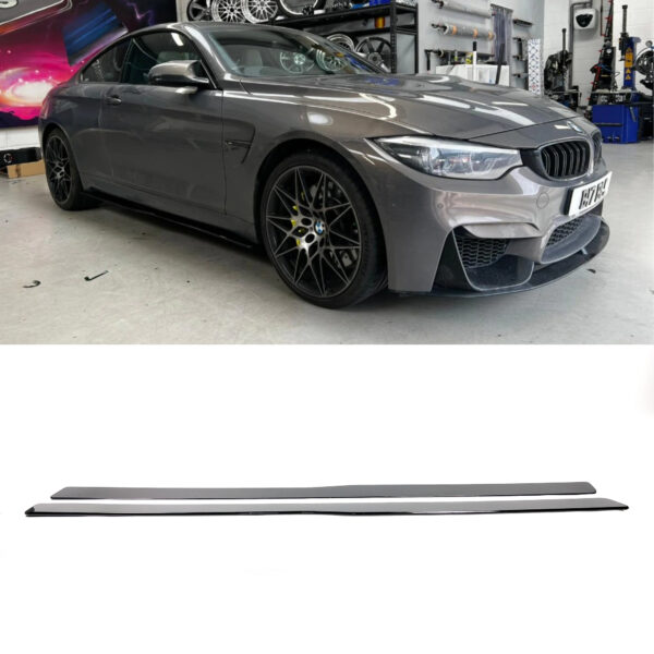 Dokładki Listwy Pod Progi BMW F80 M3 / F82 M4 – M Performance Styl, Czarny Połysk