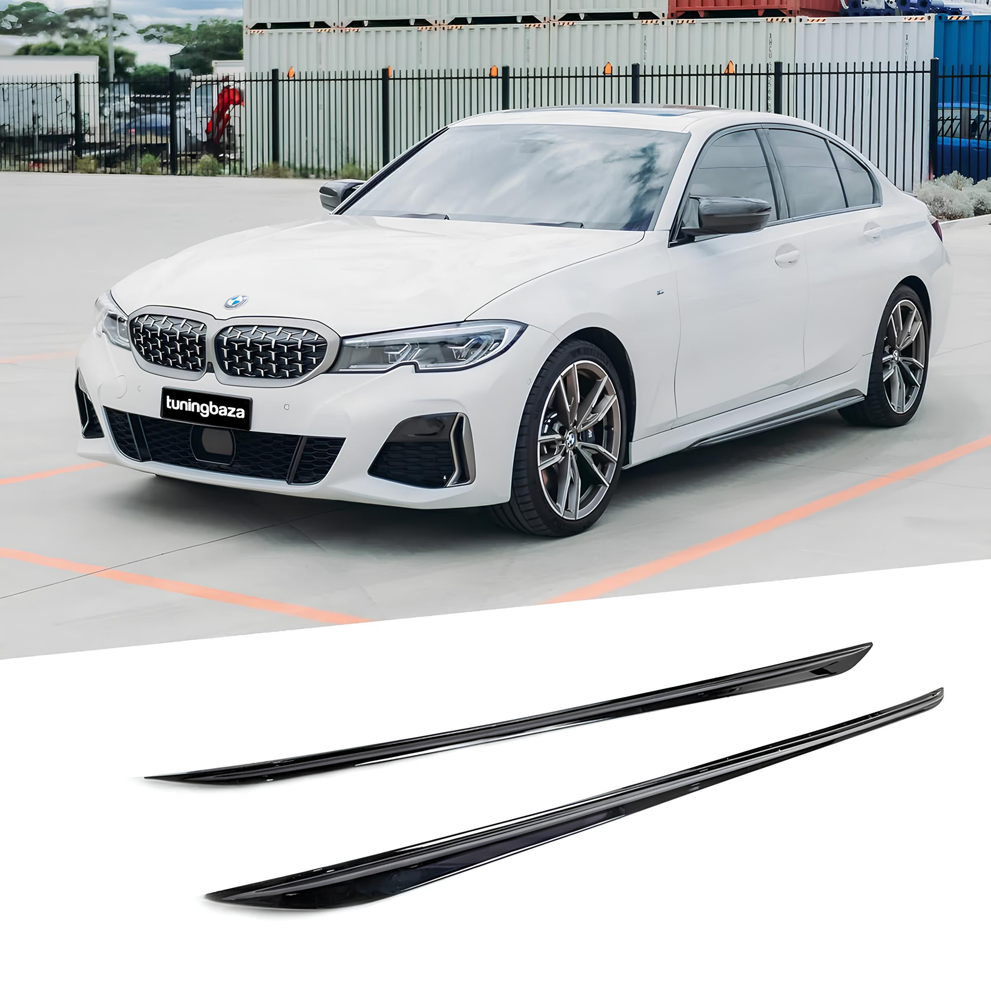 Dokładki (listwy) pod progi BMW G20/G21 MP Style Czarny Połysk - obrazek 1