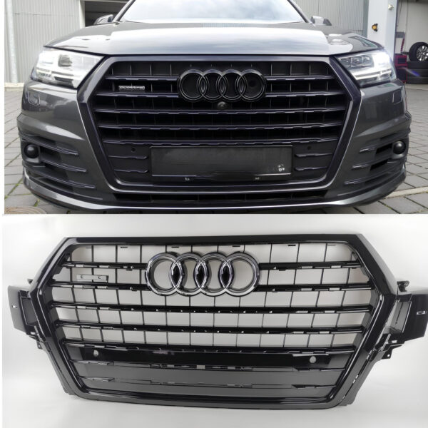 Atrapa grill S-Line AUDI Q7 4M 2015–2020 | Czarny połysk | 1:1 zamiennik