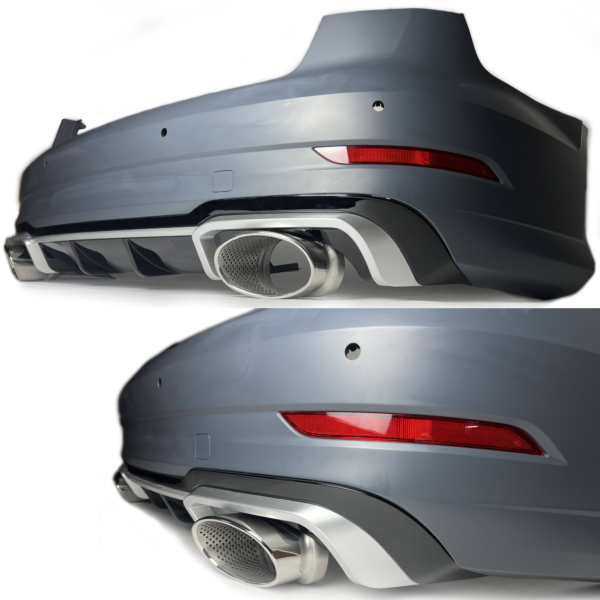 Zderzak Tylny Audi A3/S3 8V Sedan (2017–2020) RS3 Style z Dyfuzorem i Końcówkami Wydechu z PDC - obrazek 2