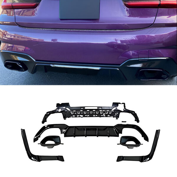 Dyfuzor Tylny BMW G20 / G21 M340i Style z Końcówkami Czarny Połysk (PRZEDLIFT)