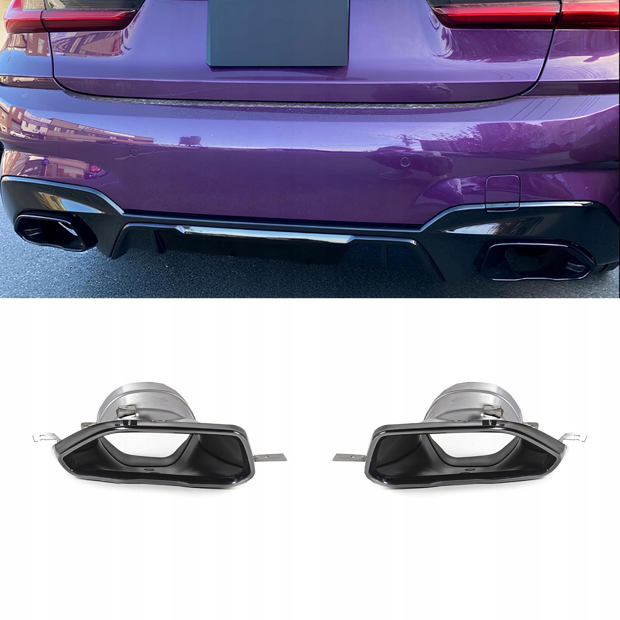 Dyfuzor Tylny BMW G20 / G21 M340i Style z Końcówkami Czarny Połysk PRE-LCI (2018-2020) - obrazek 2