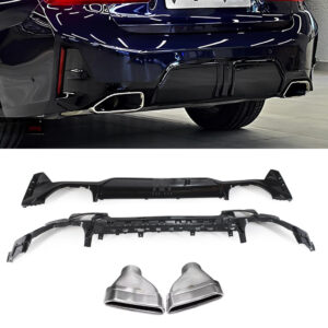 Dyfuzor Tylny BMW G20 LCI 340i Czarny Połysk z Końcówkami Srebrnymi