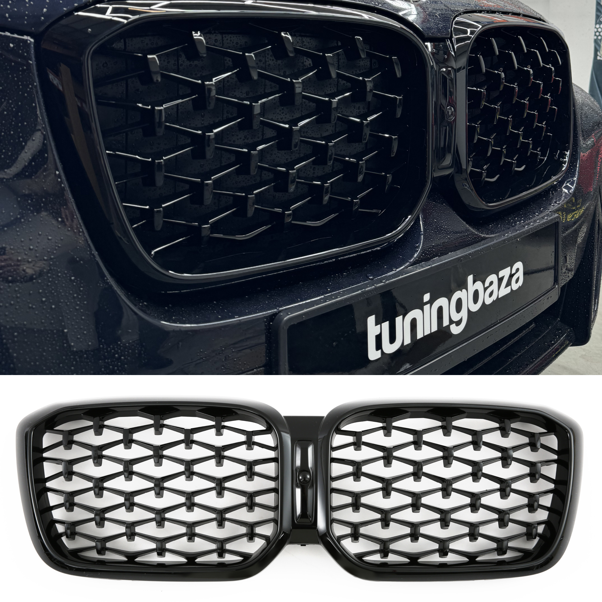 Atrapa Nerki Grill BMW X3/X4 G01/G02 LCI BLACK DIAMOND + CZARNA RAMKA (2021–ON) - obrazek 1