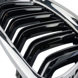 Atrapa nerki BMW Seria 3 E90 / E91 LCI (2008–2012) Czarny połysk + Chromowana ramka - obrazek 3