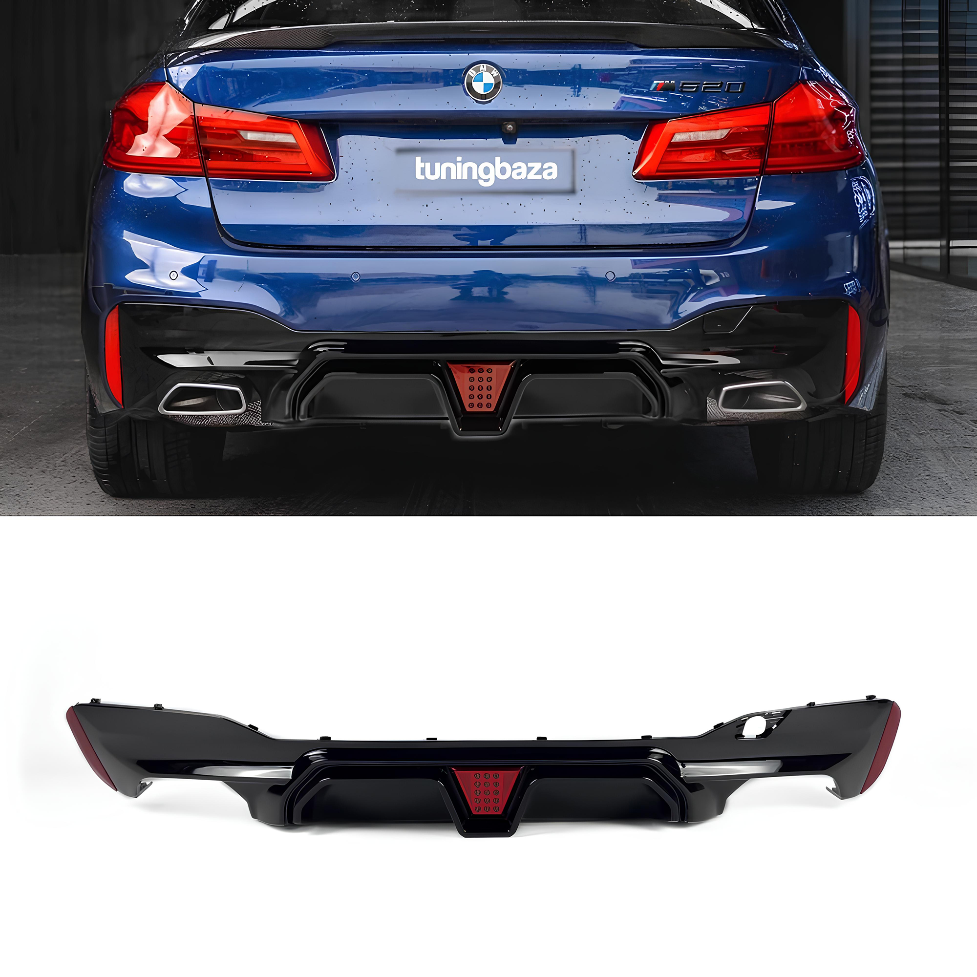 Dyfuzor Tylny BMW G30 M5 CS LED (2016–2023) Czarny Połysk - obrazek 1