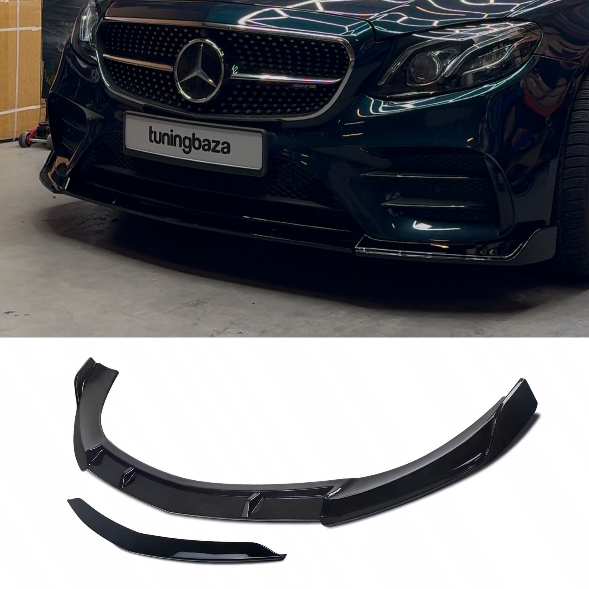 Dokładka Splitter Przód do Mercedes W213 E43 (2016–2019) Przedlift AMG Style – Czarny Połysk - obrazek 1