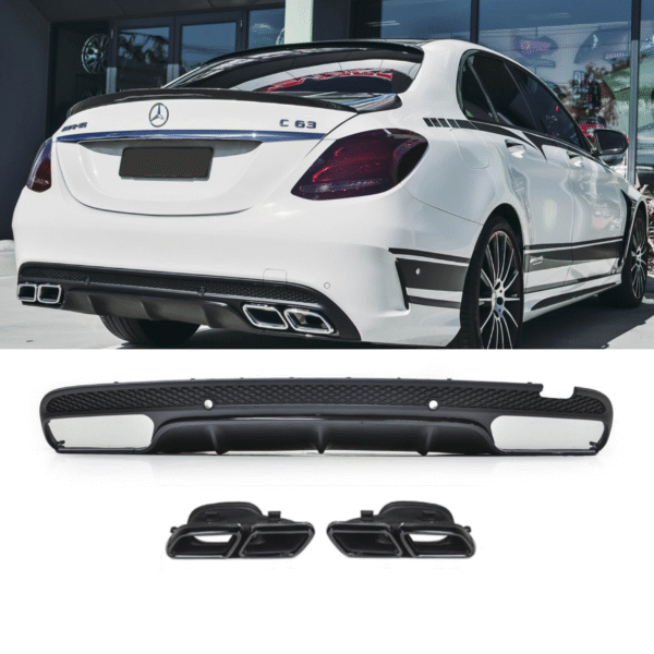 Dyfuzor Tylny Mercedes W205 Przedlift C63 Style Czarny Połysk (2015–2018)