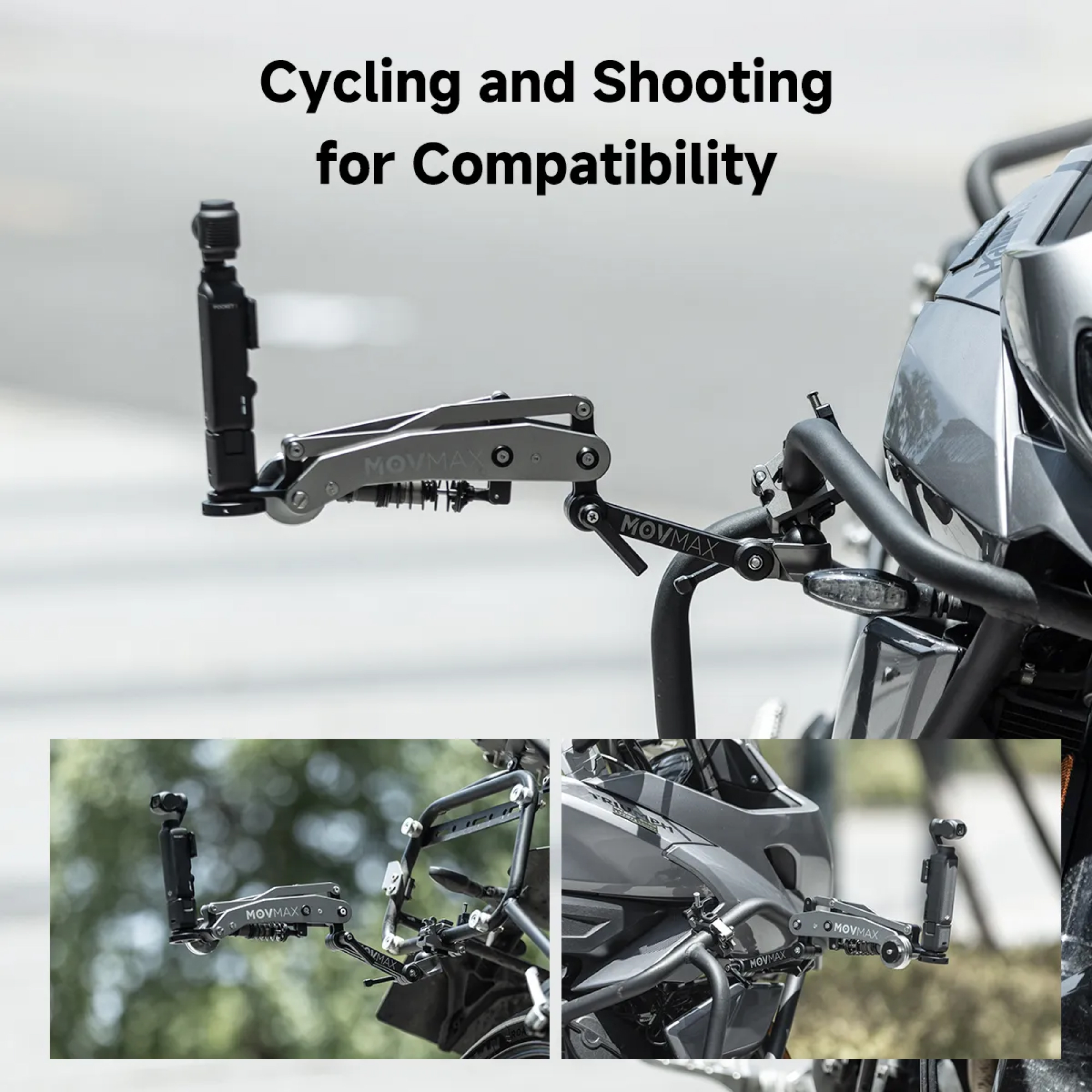 MOVMAX Blade Arm Rod Clamp Kit do DJI Osmo Pocket 3 – Zestaw mocowania do motocykla - obrazek 2