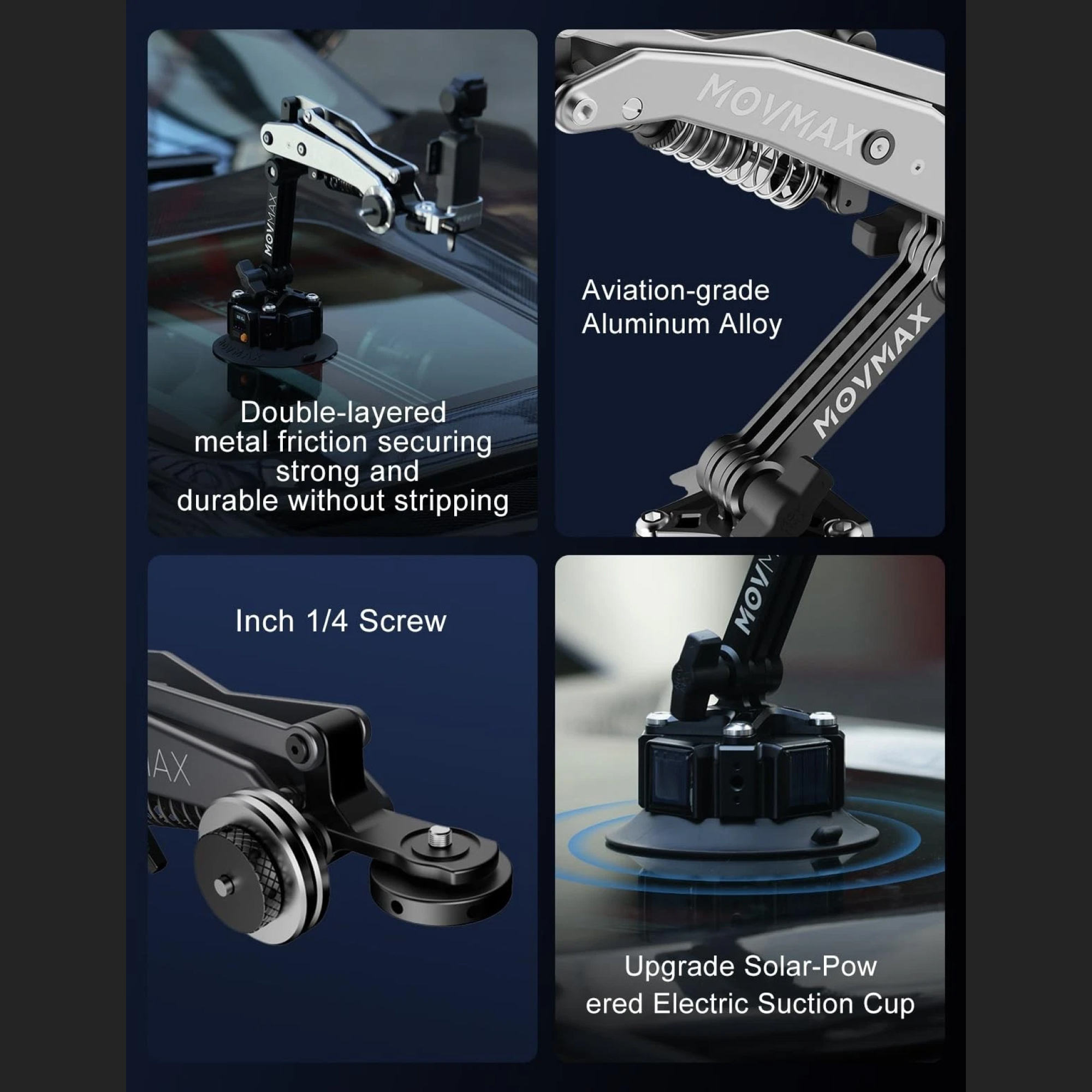 Stabilizator mechaniczny MOVMAX BLADE ARM srebrny z elektryczną przyssawką. - obrazek 5