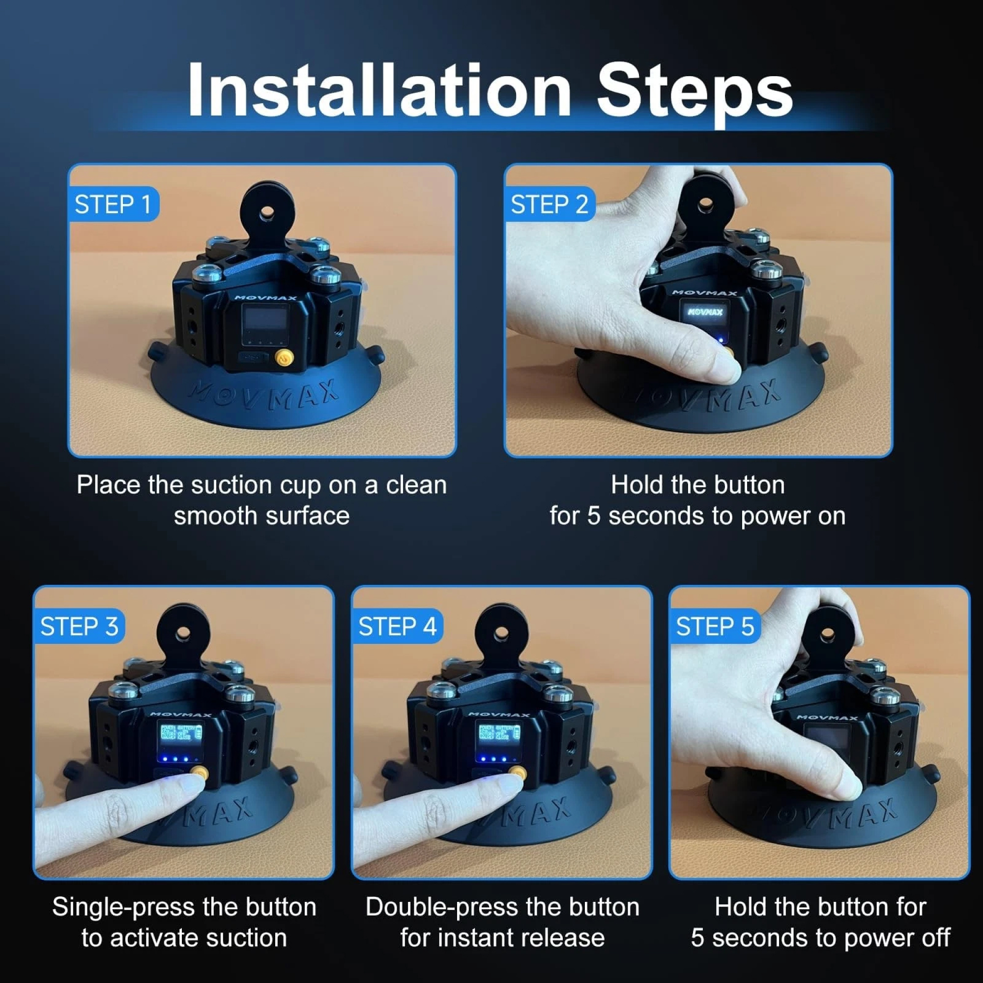 Stabilizator mechaniczny MOVMAX BLADE ARM srebrny z elektryczną przyssawką. - obrazek 6
