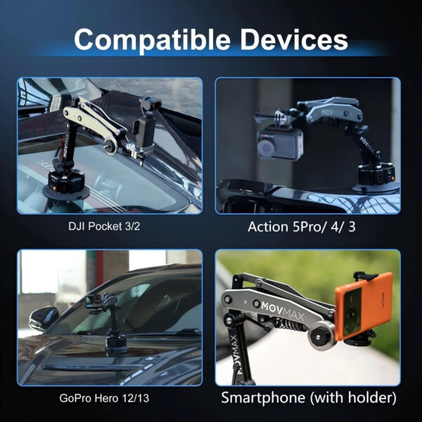 Stabilizator mechaniczny MOVMAX BLADE ARM srebrny z elektryczną przyssawką. - obrazek 9
