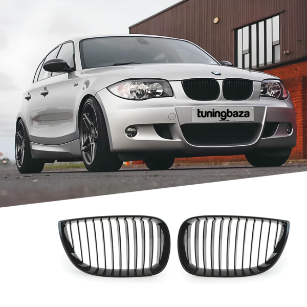 Atrapa Nerki Grill E87 BMW CZARNY POŁYSK 1 ŻEBRO 1 SERIES (2004–2007) PRE-LCI