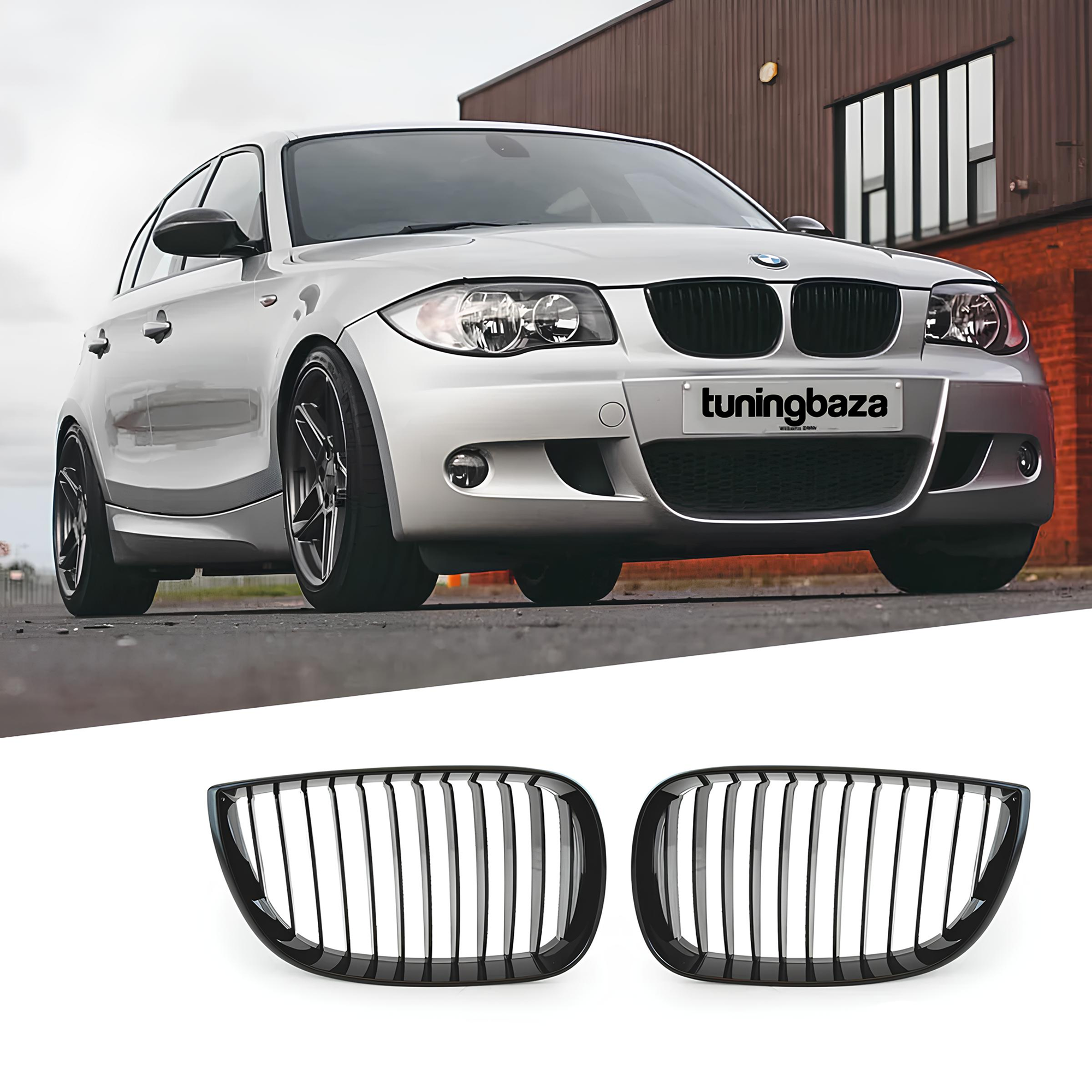 Atrapa Nerki Grill E87 BMW CZARNY POŁYSK 1 ŻEBRO 1 SERIES (2004–2007) PRE-LCI - obrazek 1