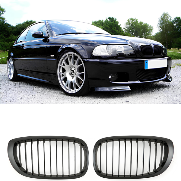 Atrapa Grill BMW Seria 3 E46 Coupe LCI (2002–2005) | Czarny Połysk | 1 Żebro