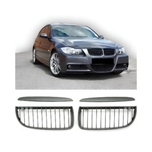 Nerki atrapa grill E90 BMW 3 SERIES CZARNY POŁYSK 1 ŻEBRO PRE-LCI 2004–2007