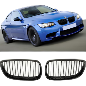 Nerki Atrapa Grill BMW Serii 3 E92 / E93 (2006–2010) PRE-LCI | 1 ŻEBRO | Czarny Połysk