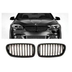 Nerki atrapa grill CZARNY POŁYSK do BMW Serii 5 F10 / F11 – 1 ŻEBRO