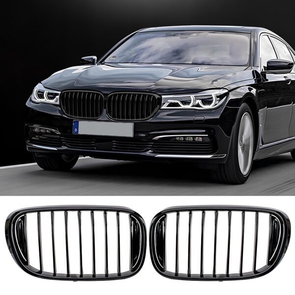 Nerki atrapa grill G12 BMW 7 SERIES CZARNY POŁYSK 1 ŻEBRO 2016–2019