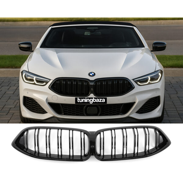 Nerki atrapa grill G14 BMW 8 SERIES CZARNY POŁYSK M STYLE 2018–2019