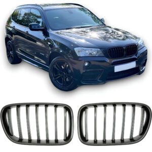 Nerki atrapa grill F25 BMW X3 CZARNY POŁYSK 1 ŻEBRO 2010–2014 PRE-LCI