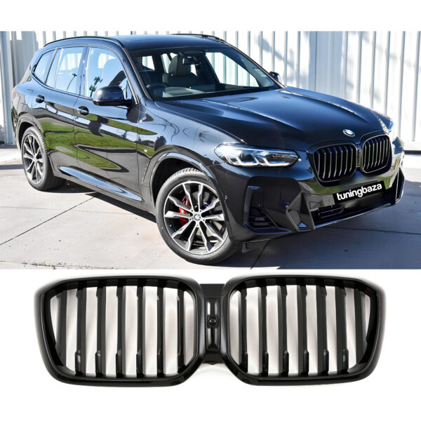 Nerki atrapa grill G01 BMW X3 CZARNY POŁYSK 1 ŻEBRO LCI 2021–ON