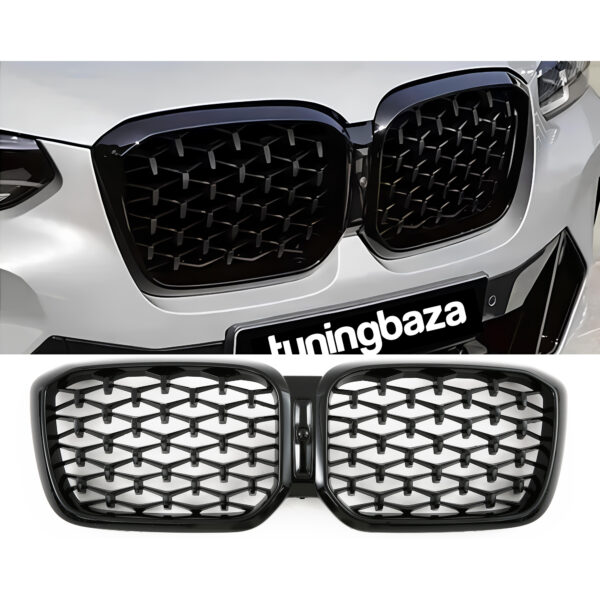 Nerki atrapa grill G01/G02 BMW BLACK DIAMOND + CZARNA RAMKA LCI X3/X4 2021–ON