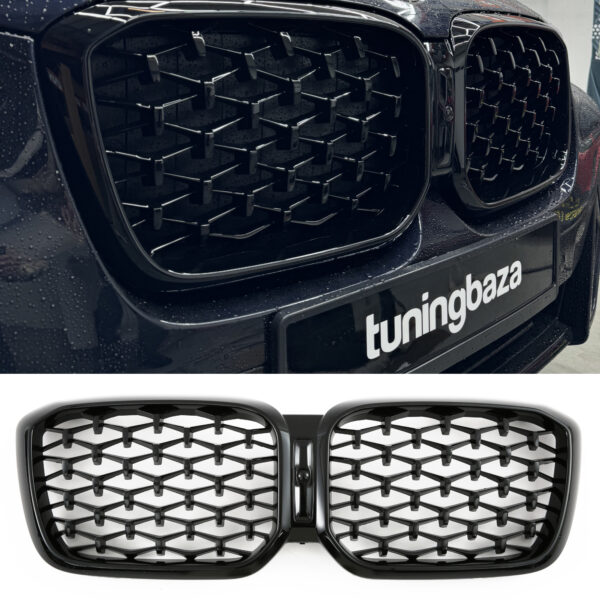 Nerki atrapa grill G01/G02 BMW BLACK DIAMOND + CZARNA RAMKA LCI X3/X4 2021–ON