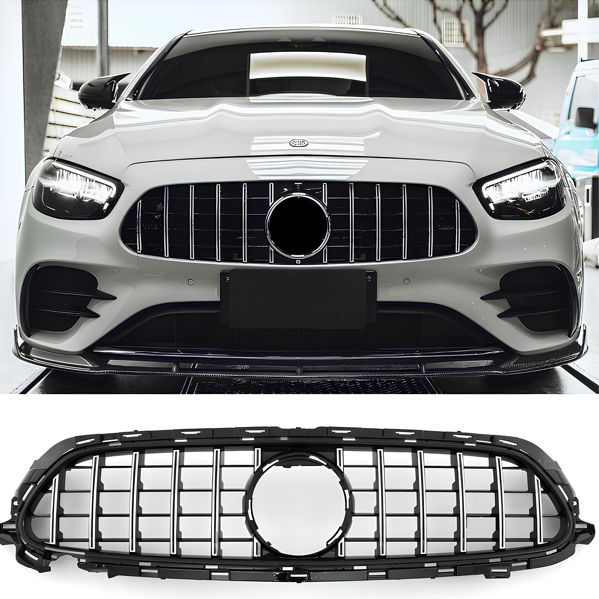 Atrapa Grill GT STYLE AMG LINE W213/S213/A238/C238 Mercedes E-CLASS CZARNY POŁYSK + CHROM FACELIFT (07/2020–2023) - obrazek 1