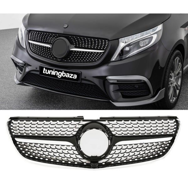 Atrapa grill DIAMOND BLACK Mercedes V-Klasa W447 2014–03/2019 | Czarny połysk