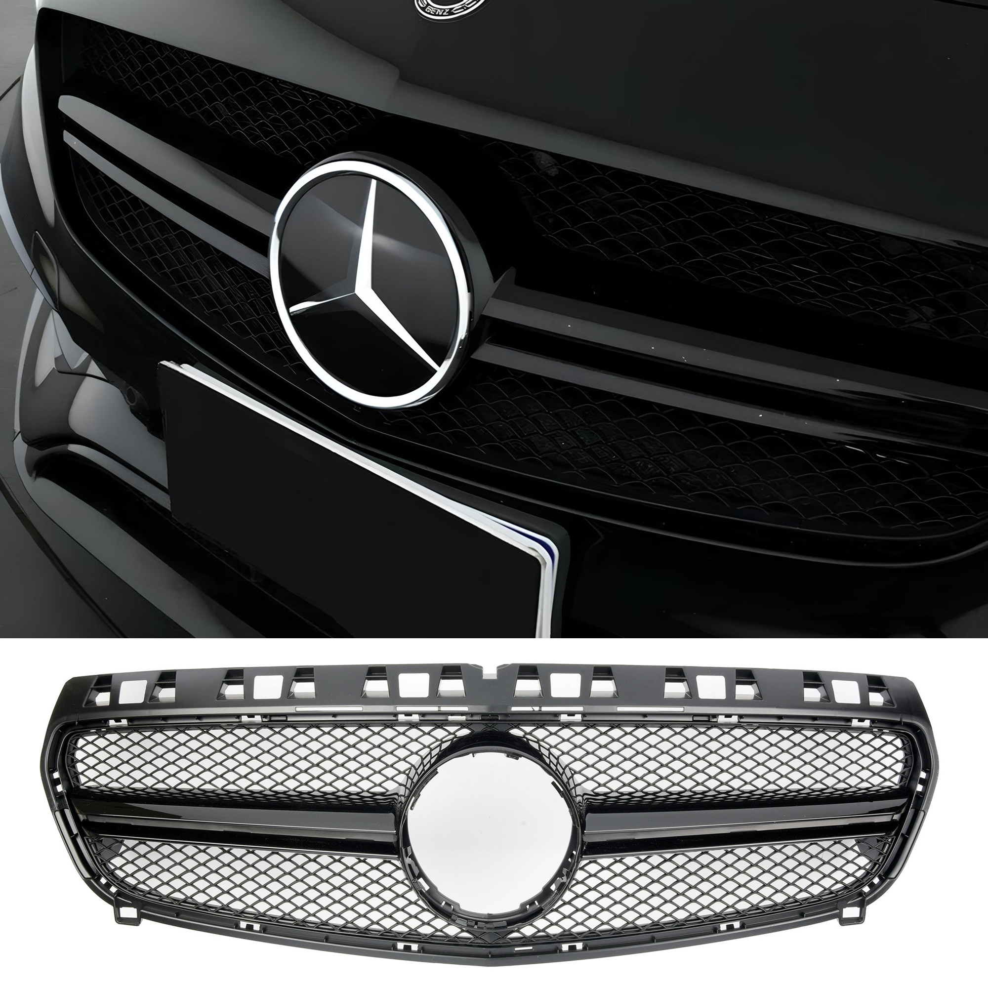 Atrapa Grill GT STYLE Mercedes A-Class W176 POLIFT (2016-2018) CZARNY POŁYSK - obrazek 2