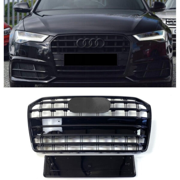 Atrapa grill AUDI A6 C7 (2014–2018) | Czarny połysk | 1:1 zamiennik
