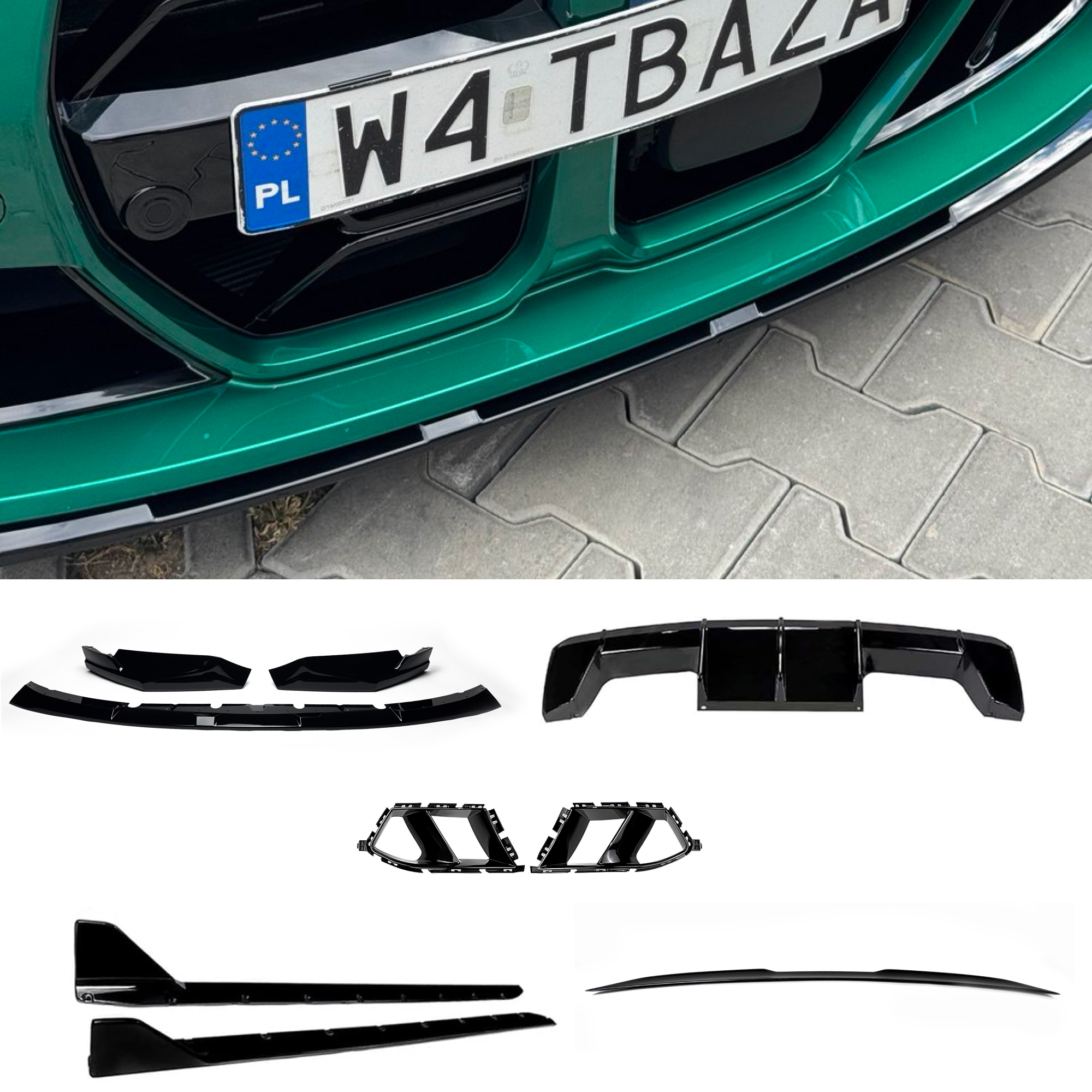 Aerokit (Zestaw dokładek) BMW M3 G80 M-Performance Style Czarny Połysk (2020–2024) - obrazek 1